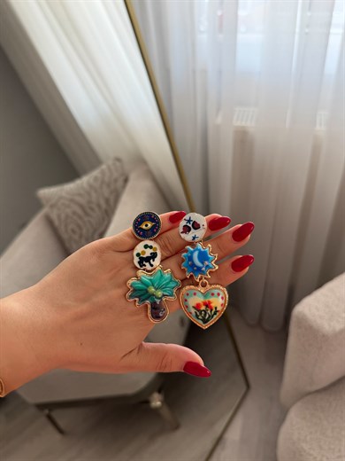 Marka Model Üçlü Desen Sallantılı Küpe
