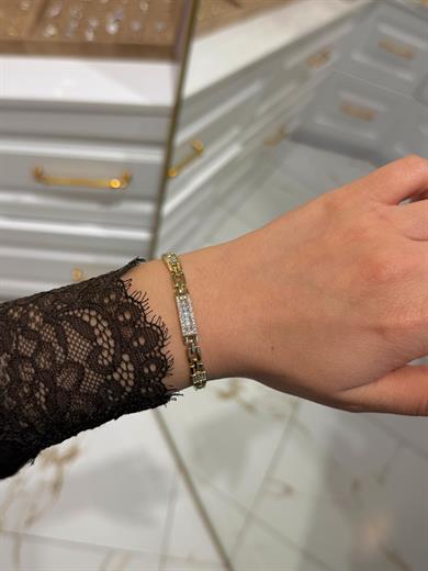 Özel Seri 14k Gold Baget Taş Detay Bileklik