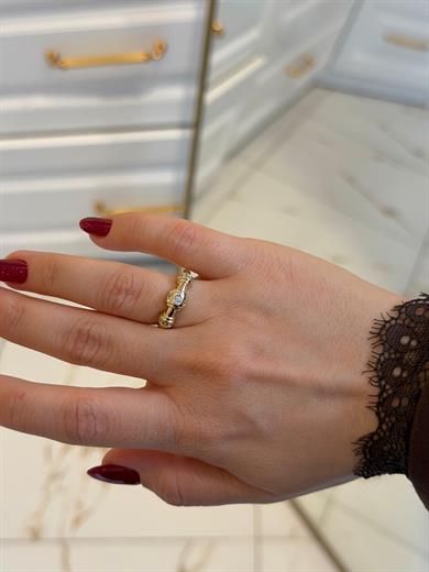 Özel Seri Yüzük 07 Charm Görünümlü Taşlı Model 