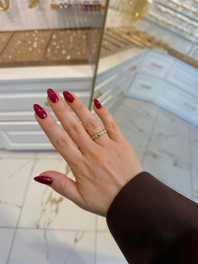 Özel Seri Yüzük 33 Gold Kare Desen Taşlı Model