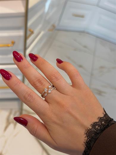 Özel Seri Yüzük 55 Gold Damla Taş Model 