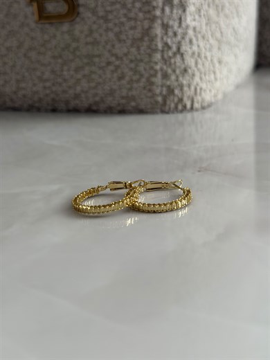 Tırtıklı Model Gold Halka Küpe