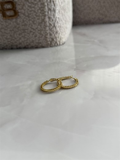 Tırtıklı Model Gold Halka Küpe