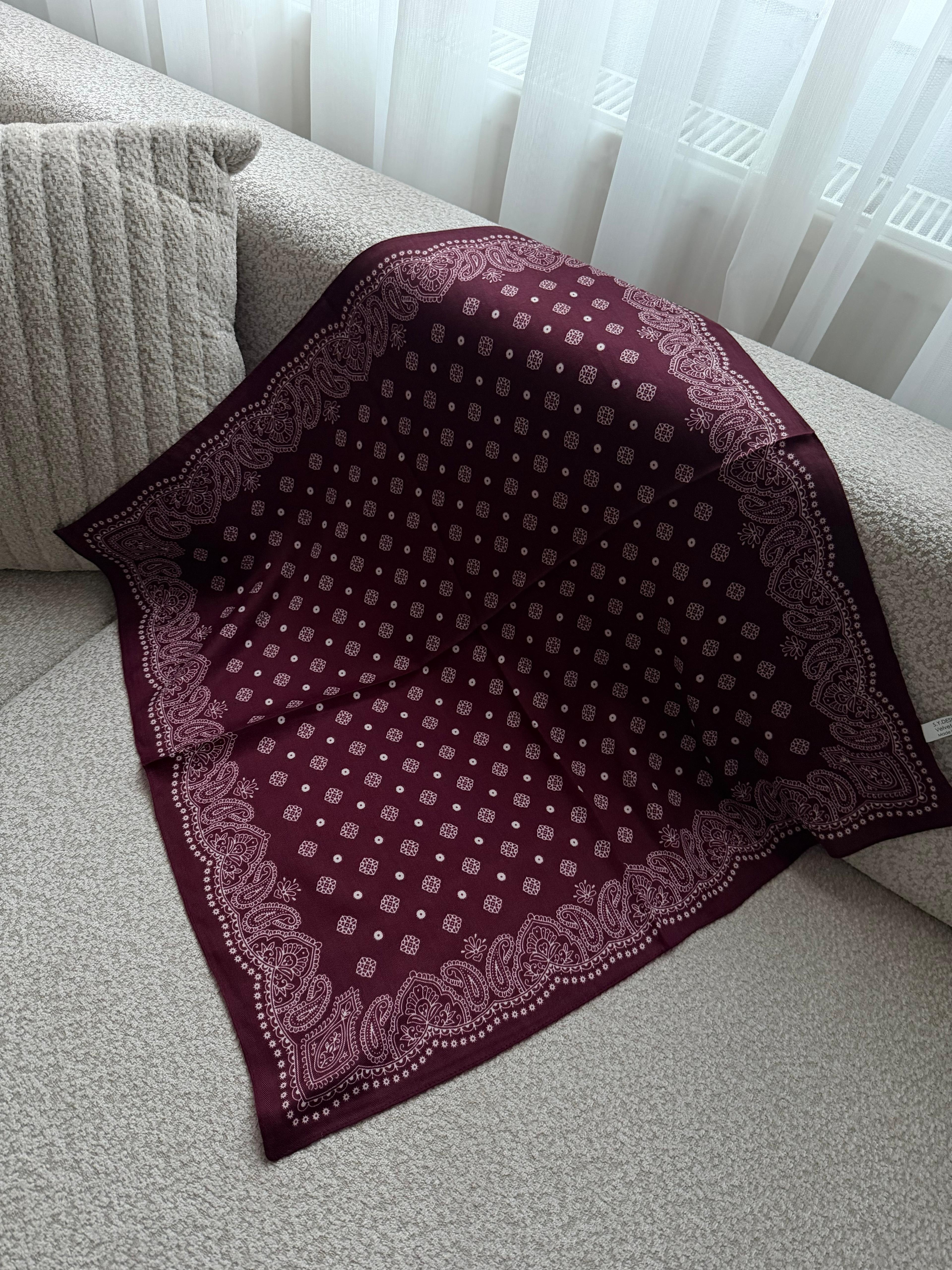 Bordo Etnik Desen Fular 70x70