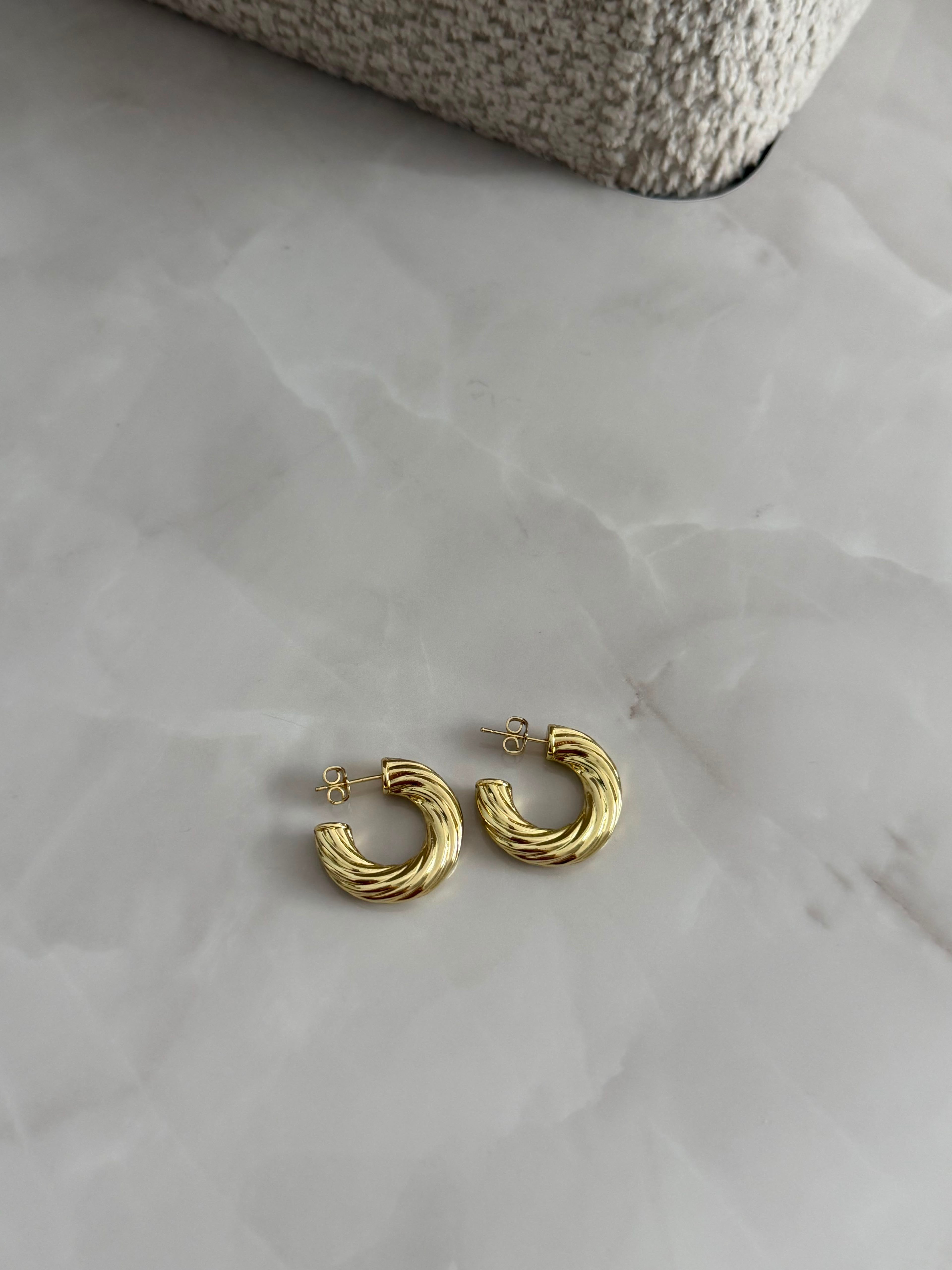 Gold Burgu Model Kalın Halka Küpe