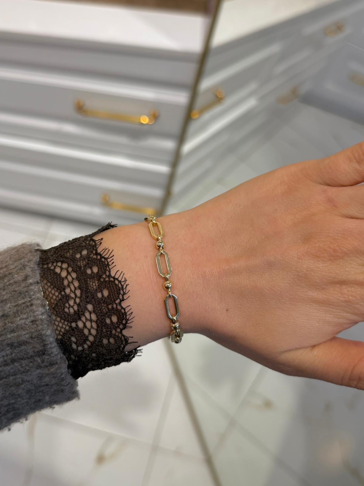 Özel Seri 14k Gold Ataç Model Zincir Bileklik 