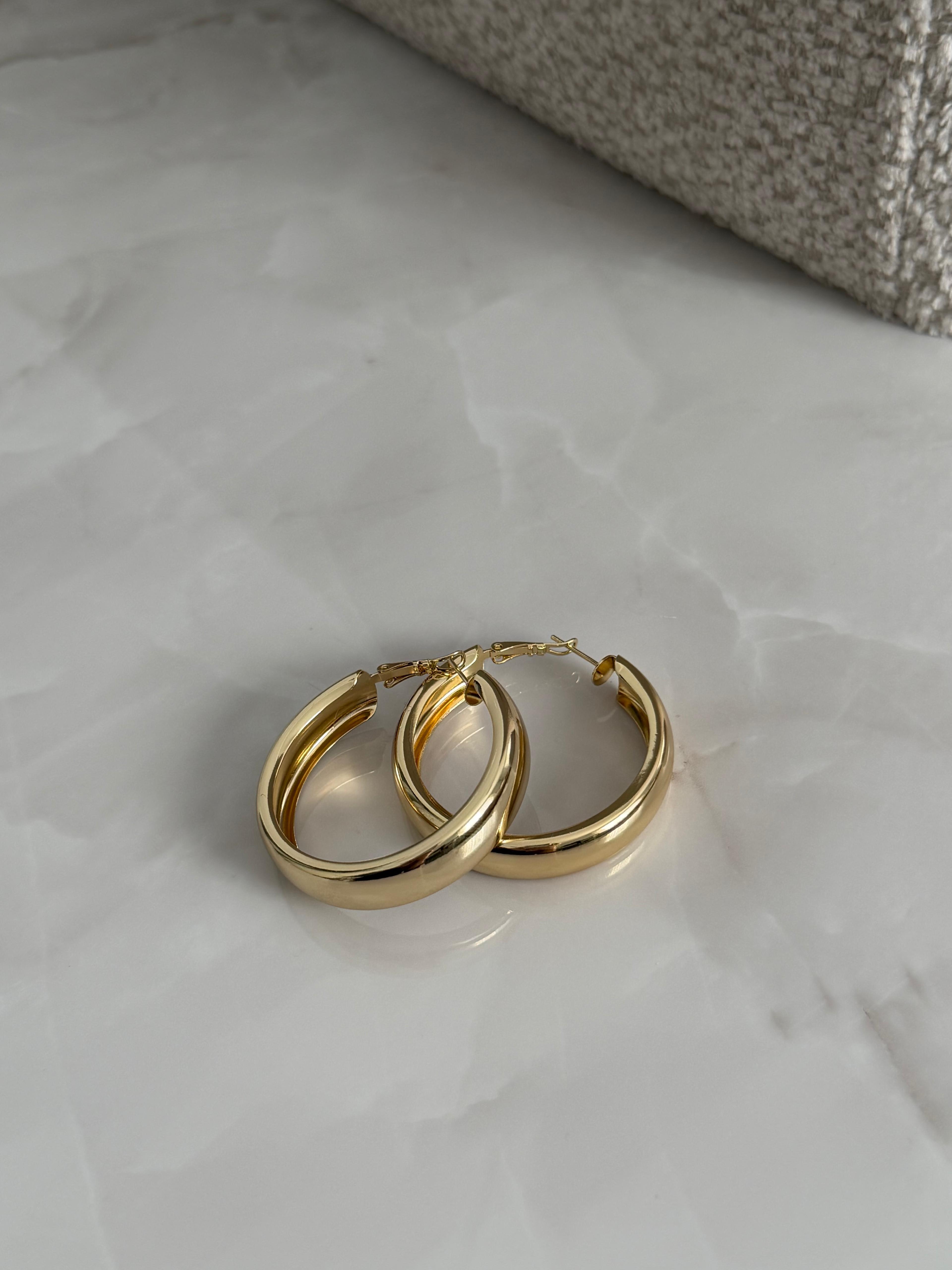 Özel Seri 14k Gold Kalın Halka Küpe