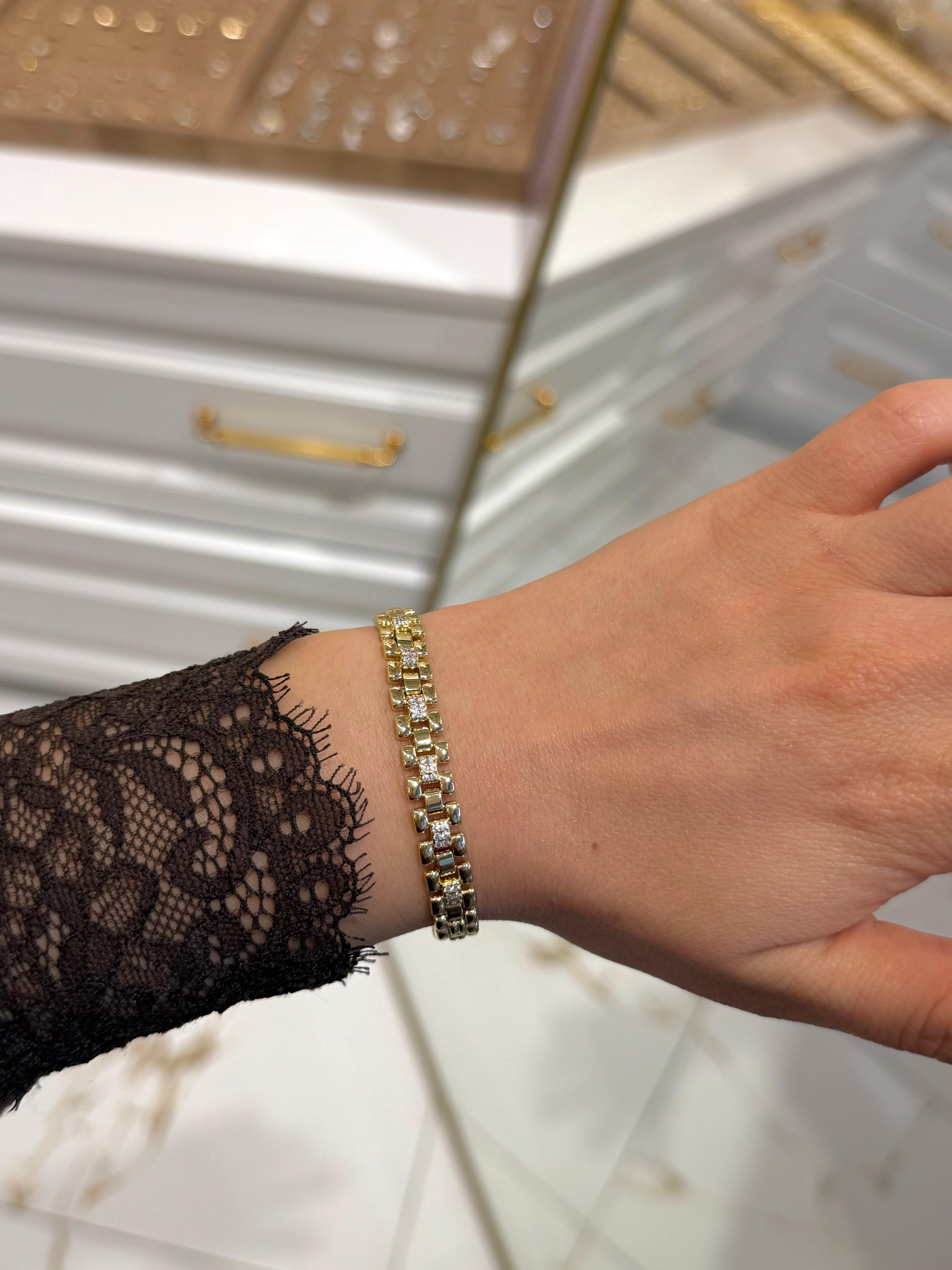 Özel Seri 14k Gold Seri Düğüm Taşlı Zincir Bileklik