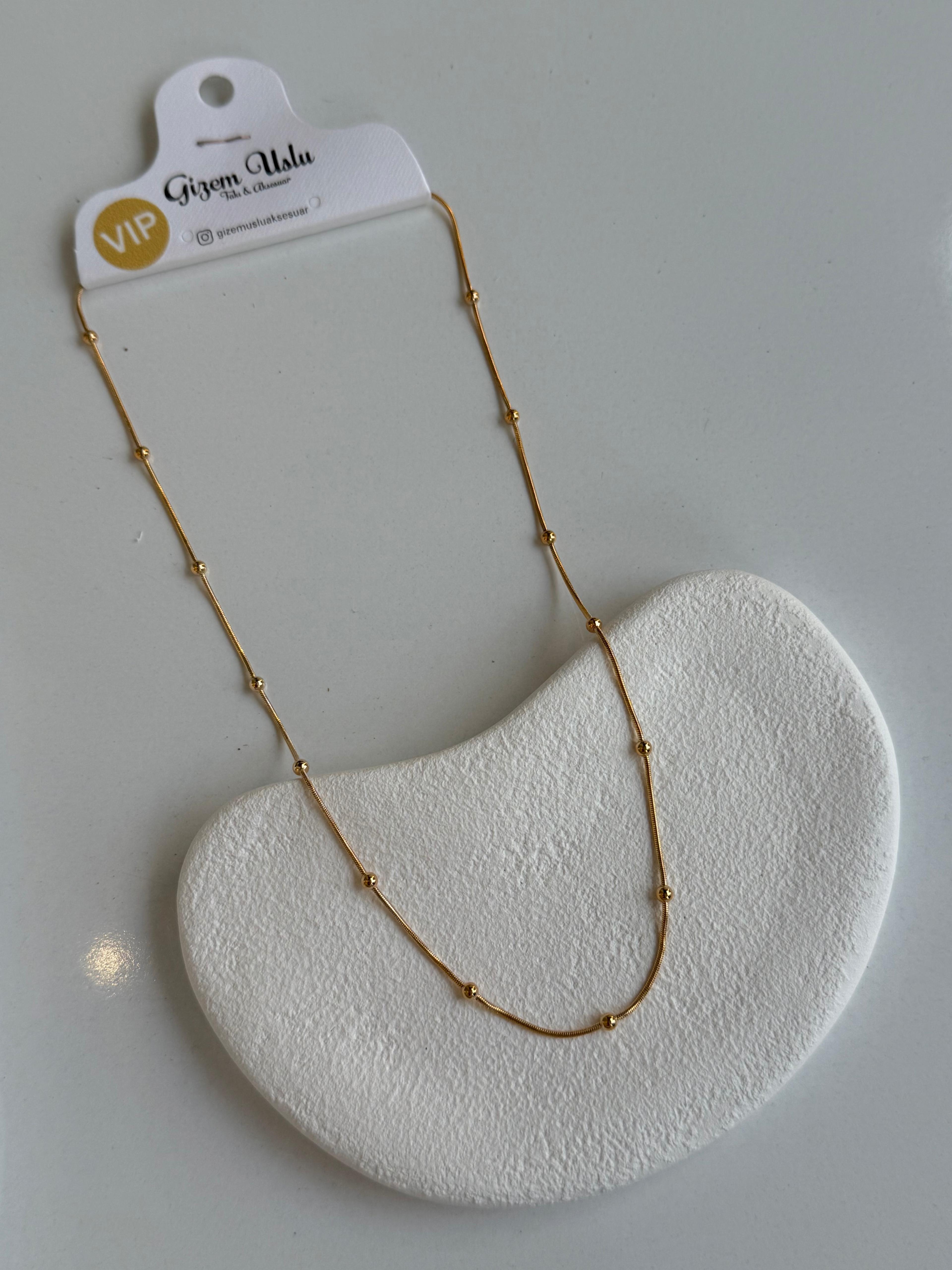 Özel Seri Rose Gold Boncuk Detaylı Kolye