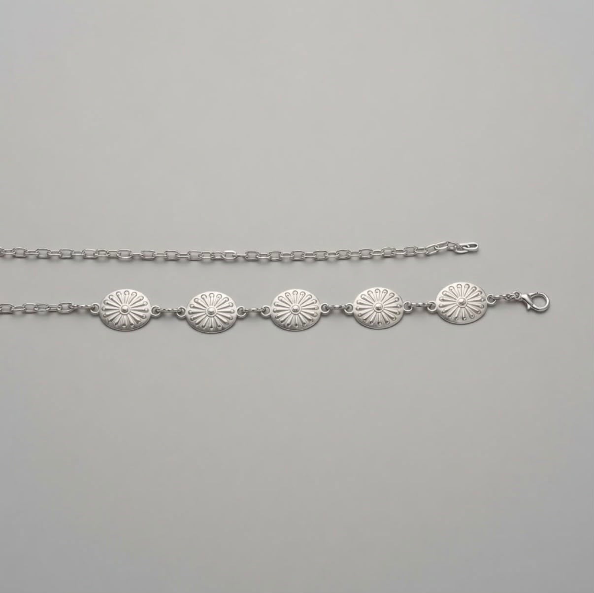 Silver Çiçek Model Oval Zincir Kemer