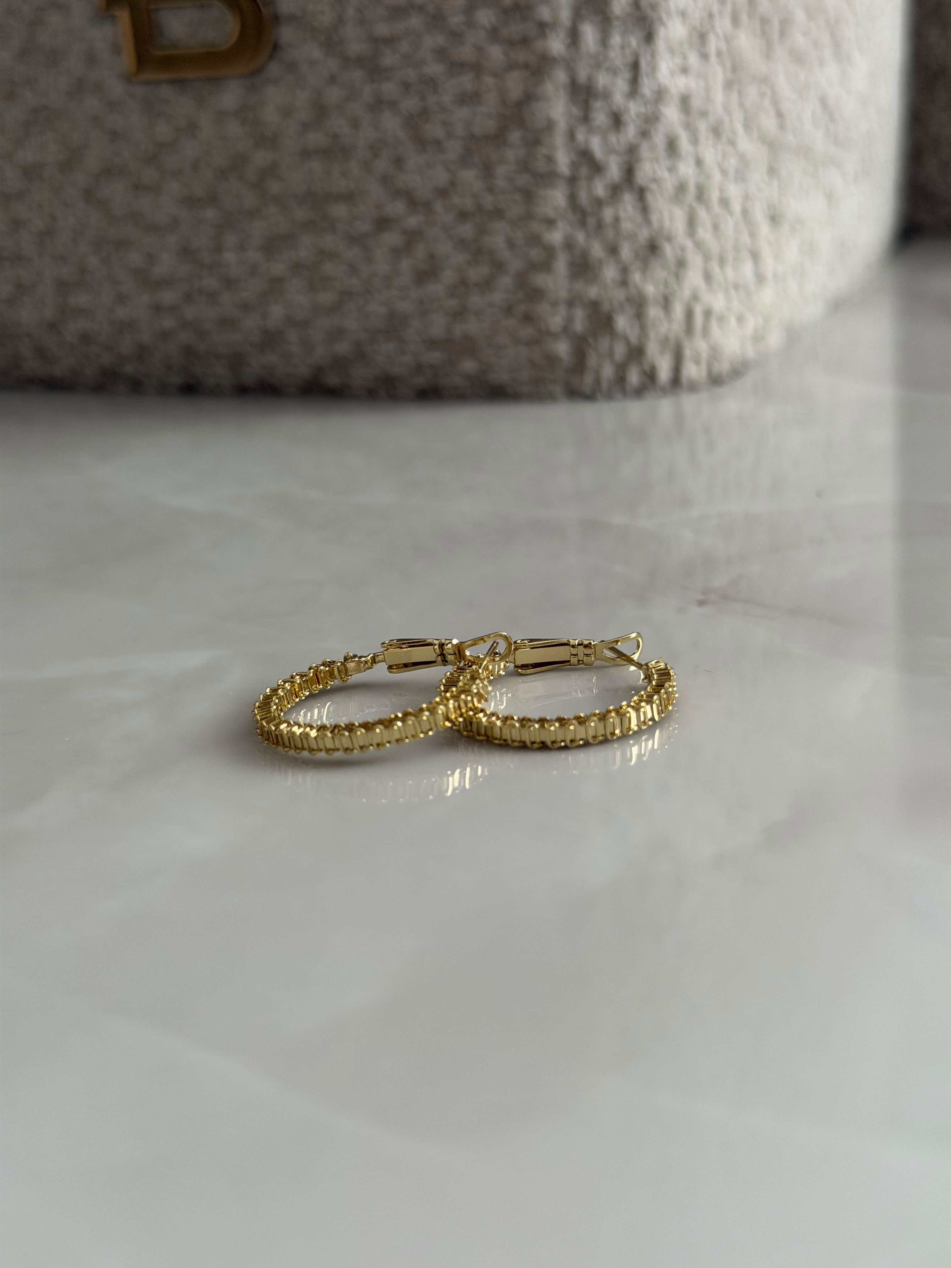 Tırtıklı Model Gold Halka Küpe