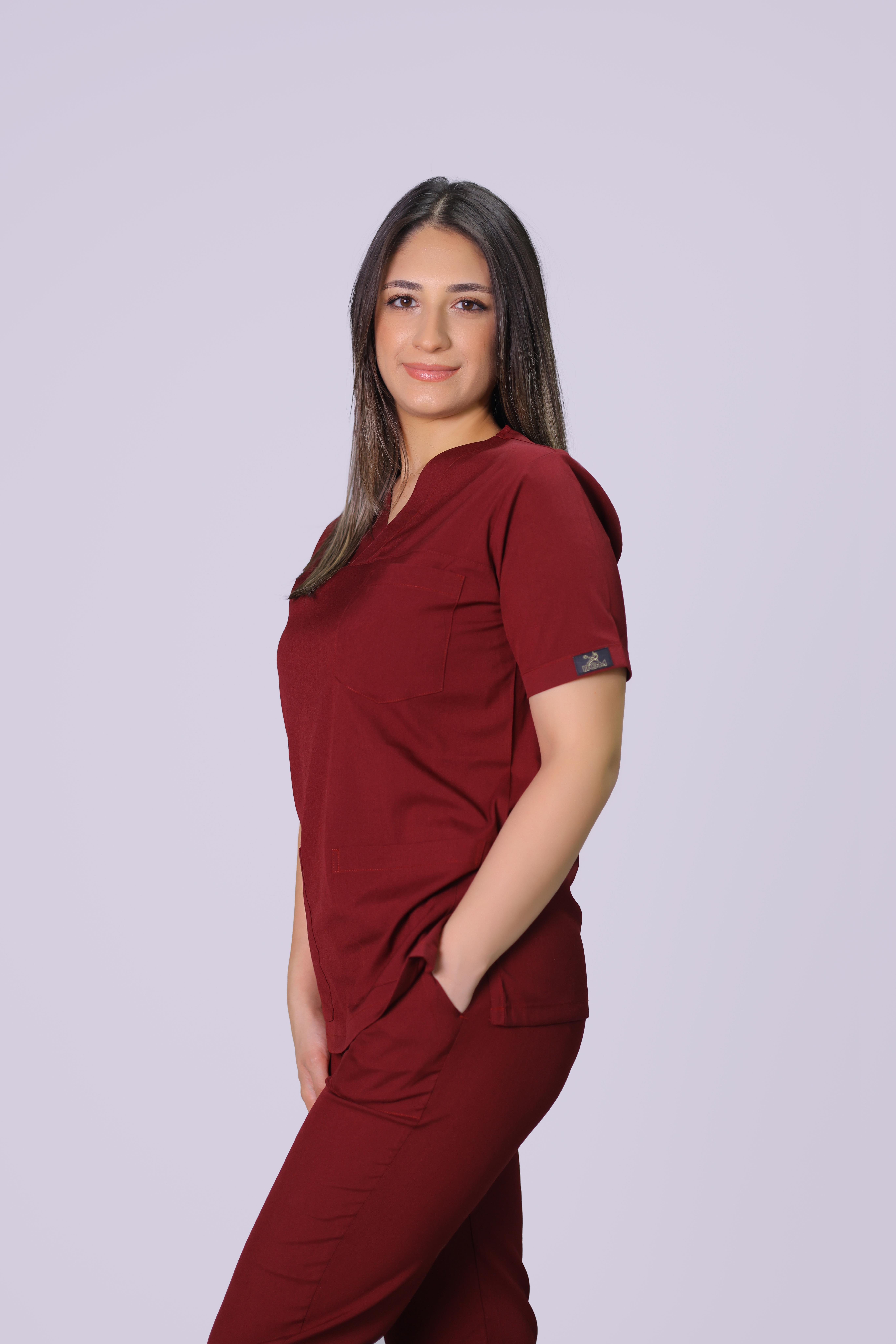  Bordo Lüks Likrali Klasik Unisex Overlock Paça Cerrahi Üniforma Takım 