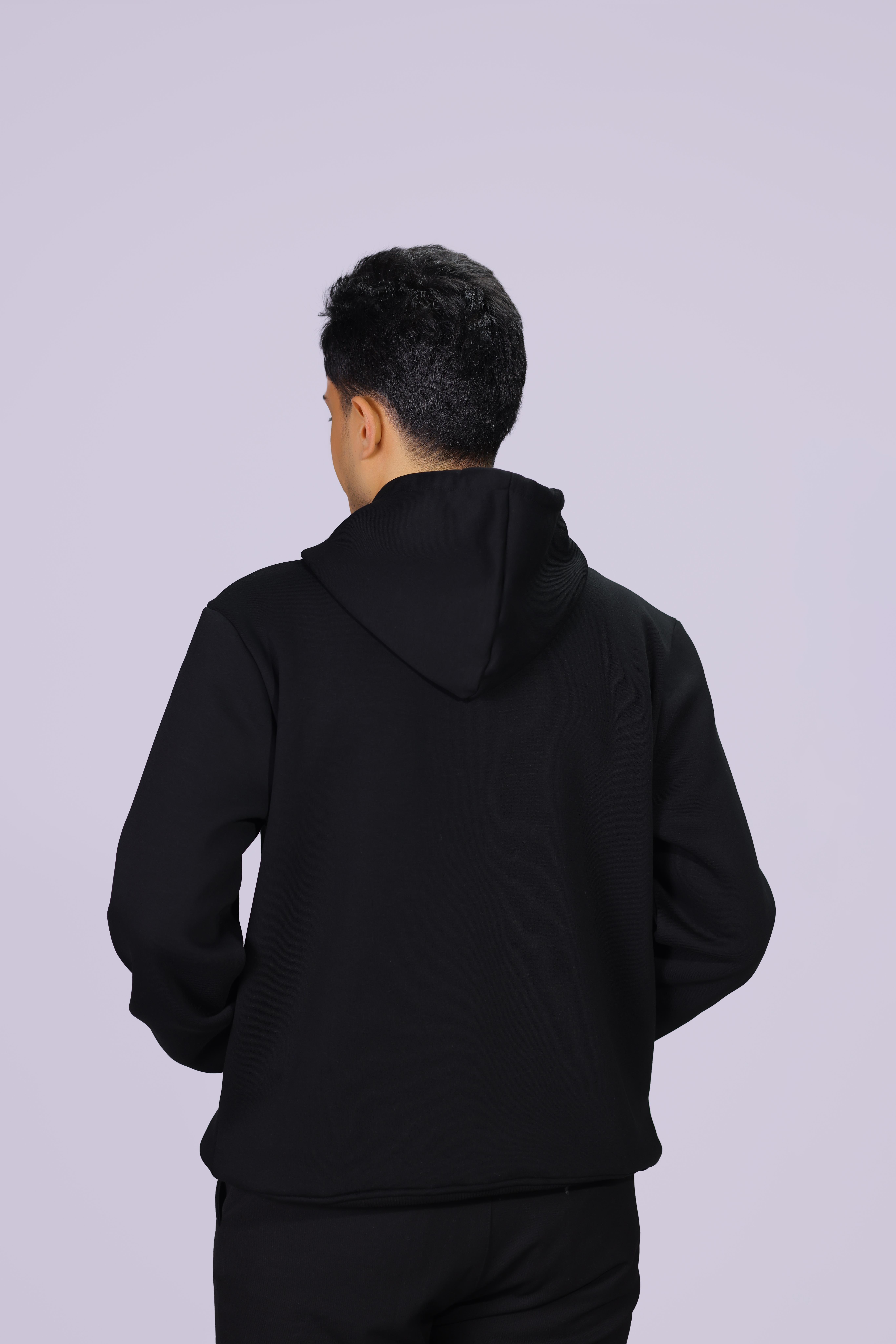  Erkek Siyah Regular Fit Pamuklu Kapüşonlu Baskılı Sweatshirt