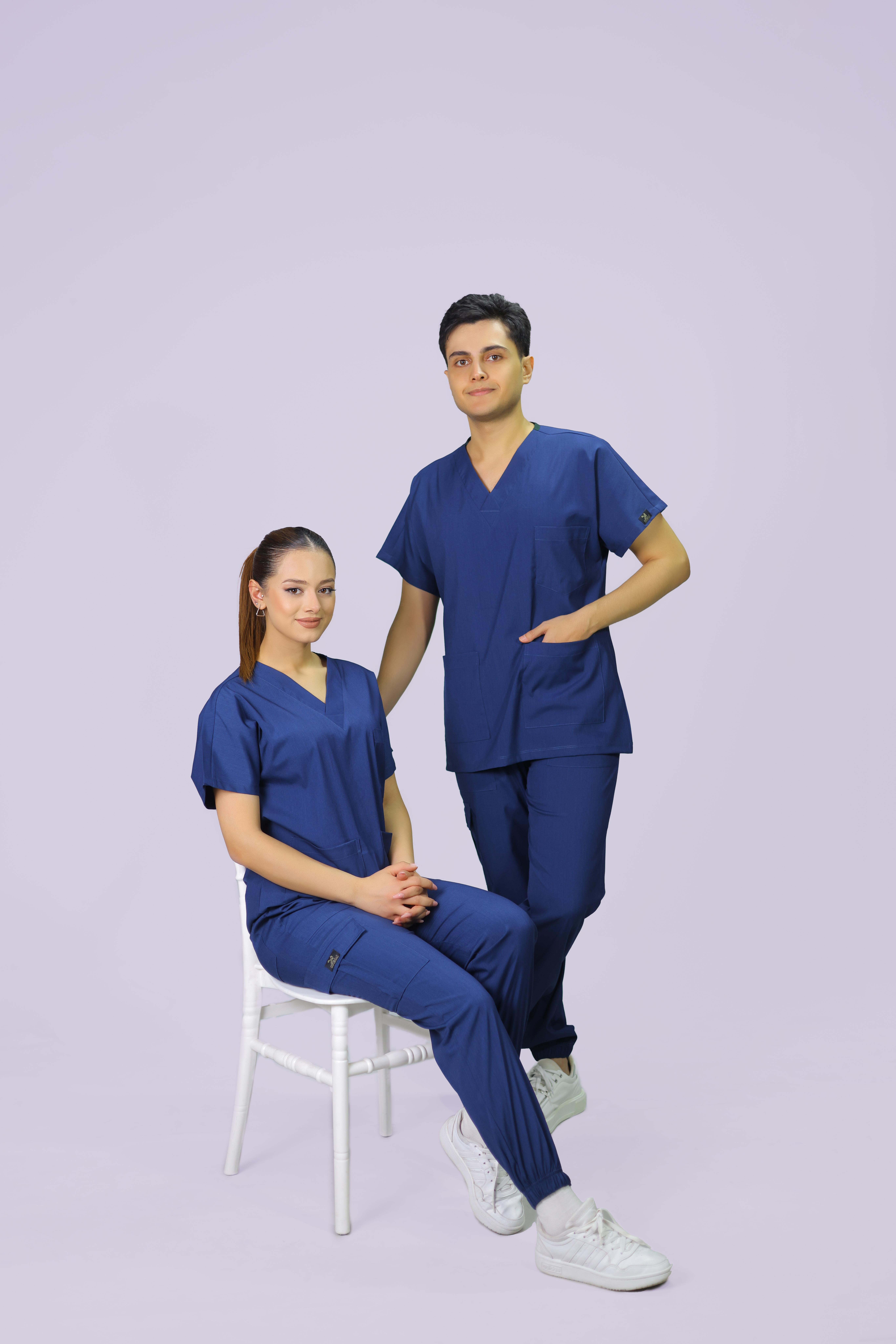 Açık Lacivert  Jogger Paça Lüks Likralı Unisex Üniforma Takımı