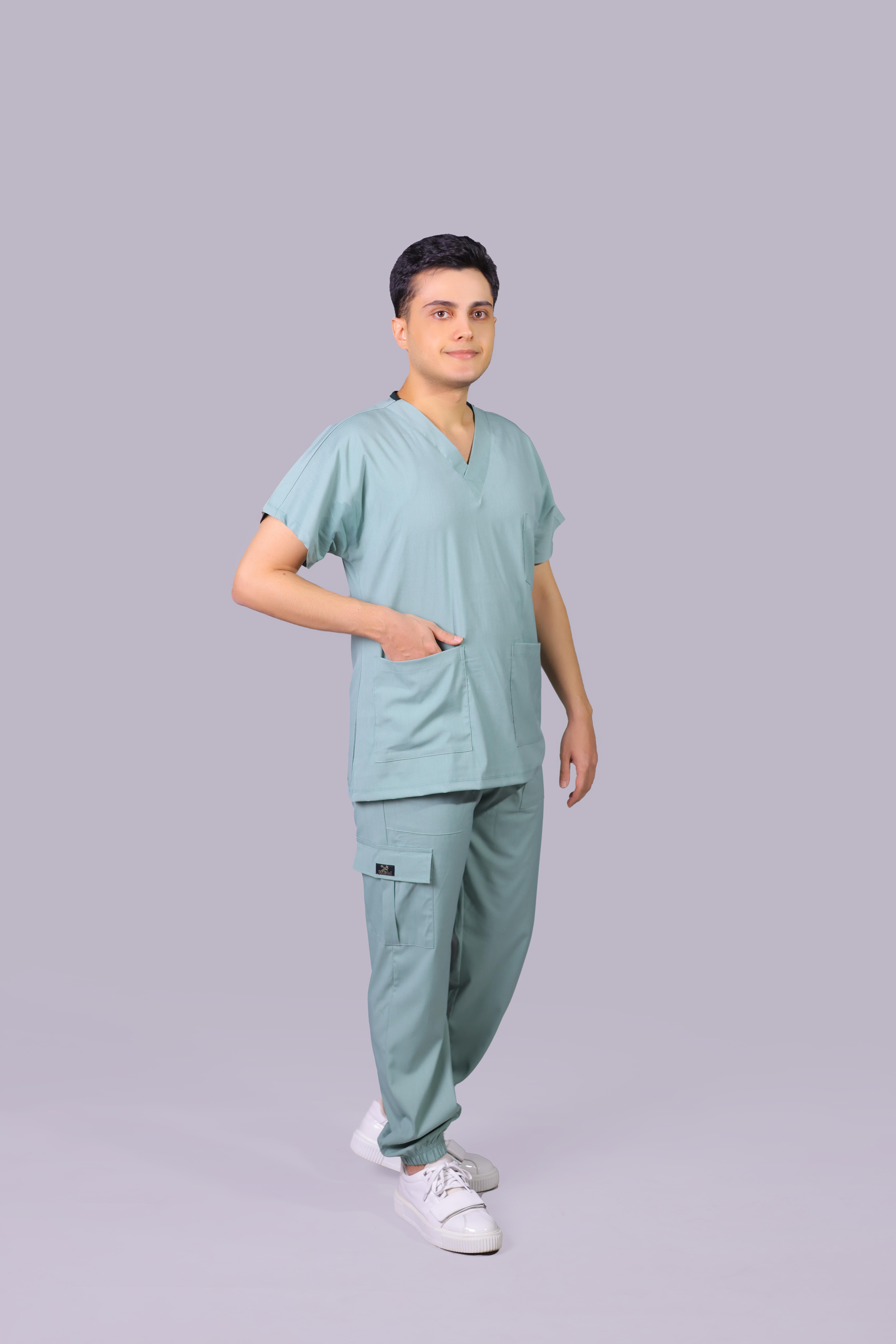 Su Yeşili Jogger Paça Lüks Likralı Unisex Üniforma Takımı