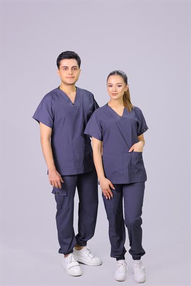 Füme  Jogger Paça Lüks Likralı Unisex Üniforma Takımı