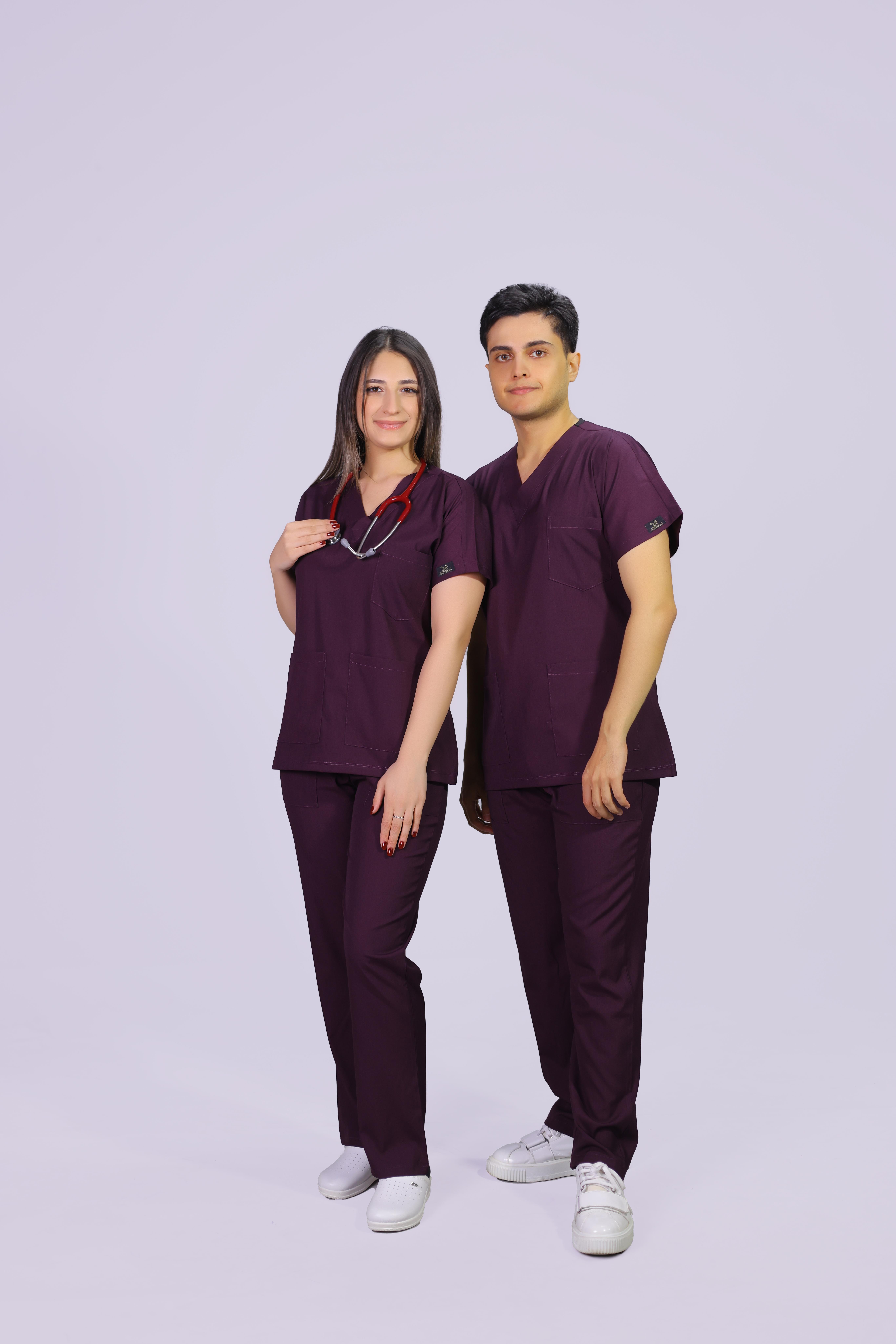 Mürdüm Dara Takım Lüks Likrali Klasik Unisex Orjinal Paça Cerrahi Üniforma Takım 