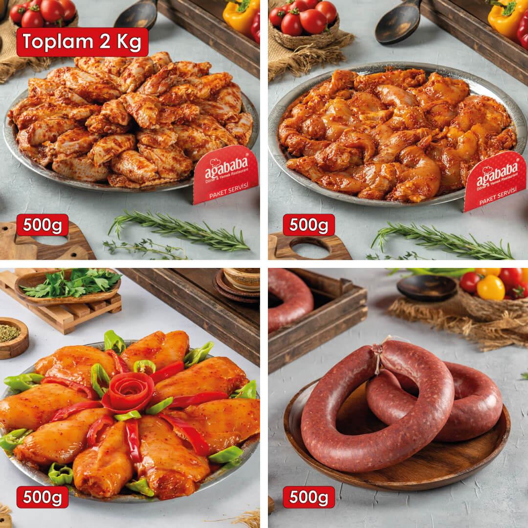 Ekonomik Mangal Paketi: Soslu Tavuk Kanat, Soslu Tavuk Pirzola, Soslu Tavuk Bonfile, Kangal Sucuk