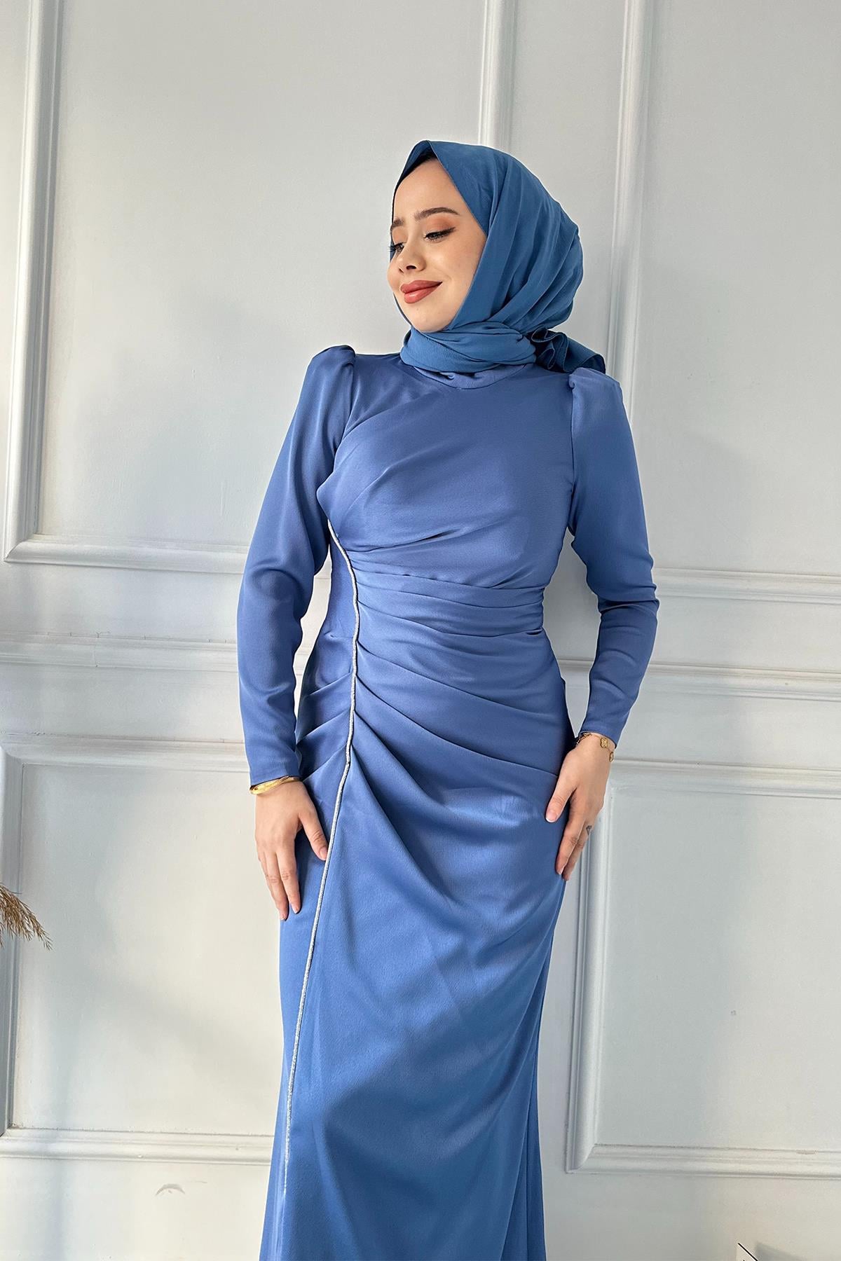 HENNİN YANI ÇİZGİ TAŞ ABİYE 4749 Mavi