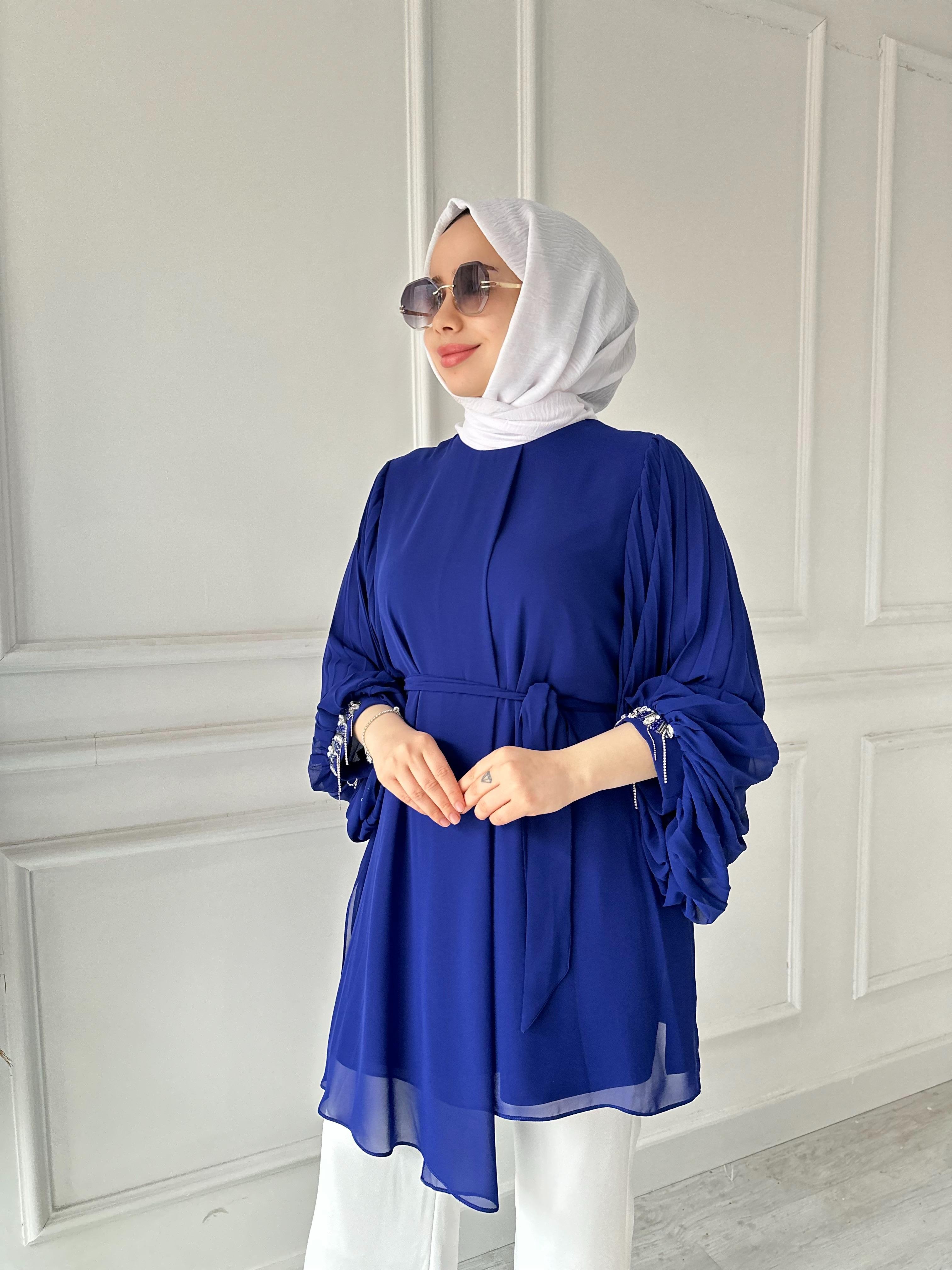 Kolu Taşlı Abiye Tunik 50257 Saks