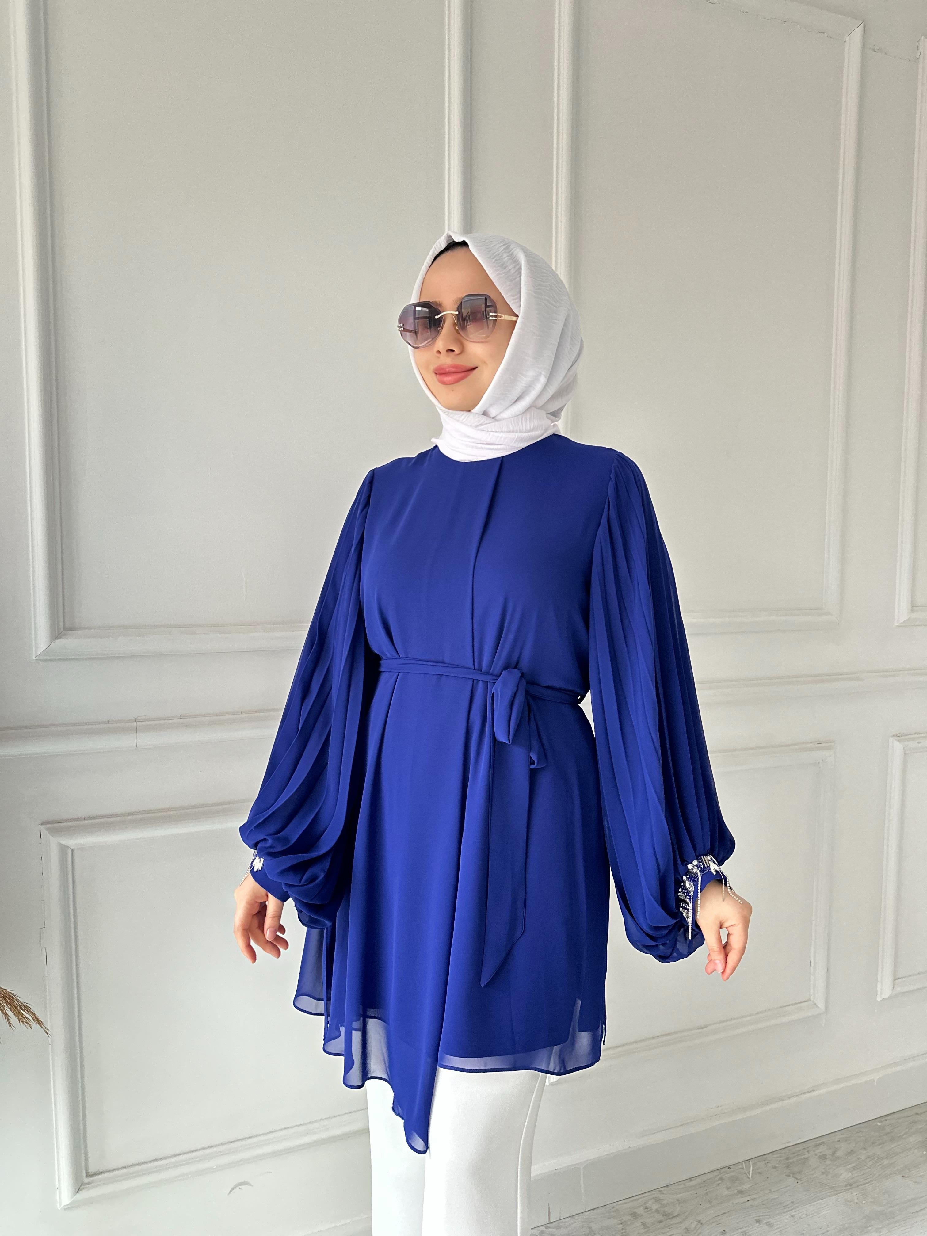 Kolu Taşlı Abiye Tunik 50257 Saks