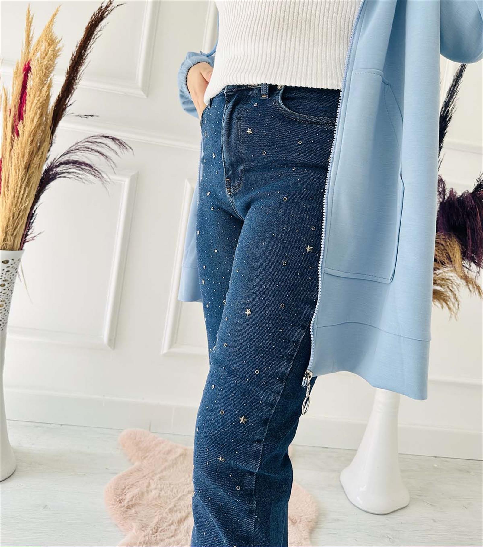 Yıldız Taşlı Mom Fit Dikişsiz Pnt 1753-26 K.MAVİ