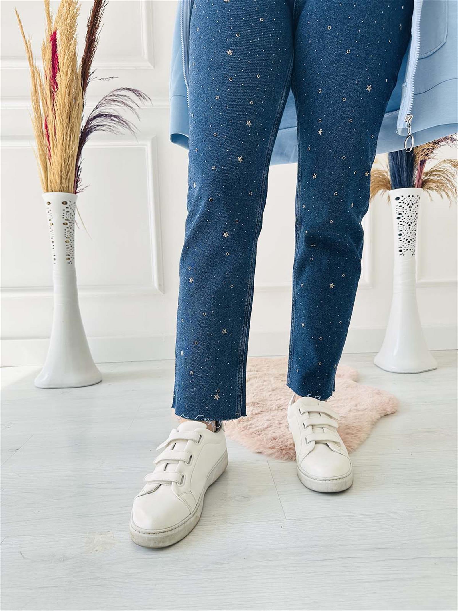 Yıldız Taşlı Mom Fit Dikişsiz Pnt 1753-26 K.MAVİ