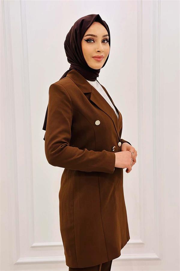4 Düğmeli Ceketli Tkm 393 Kahve