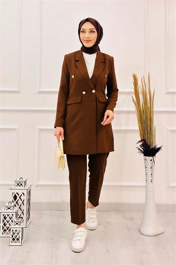 4 Düğmeli Ceketli Tkm 393 Kahve