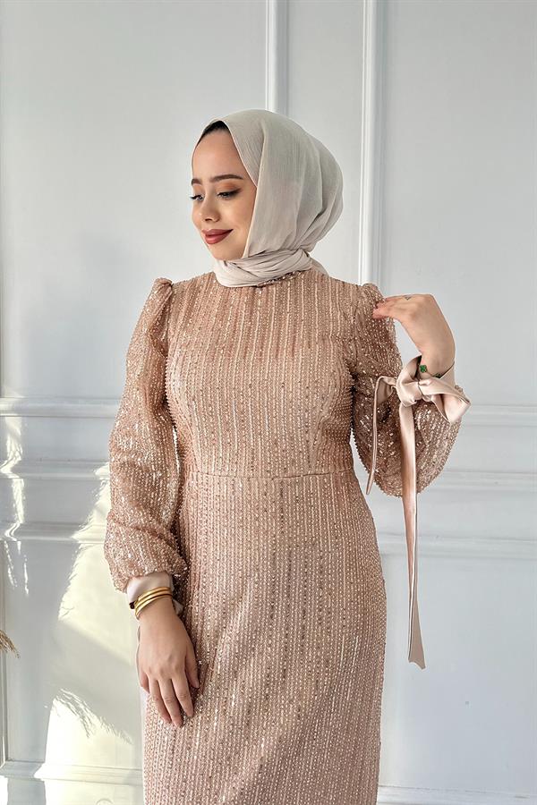 B.LİFE KOMPLE PULLU KOL KURDELE ABİYE 2471 Taş