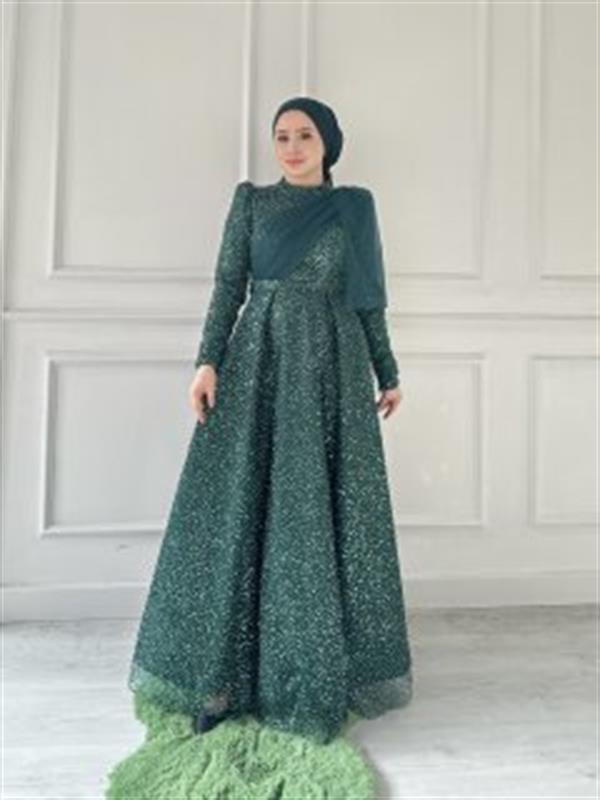 cam taşlı hennin abiye 4766 Zümrüt