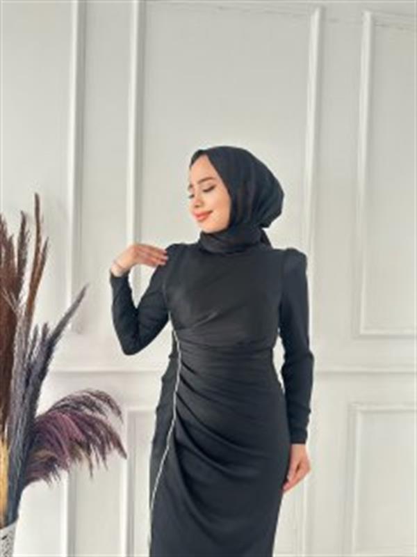 HENNİN YANI ÇİZGİ TAŞ ABİYE 4749 Siyah