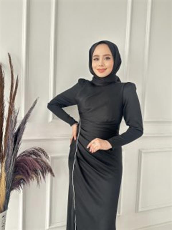 HENNİN YANI ÇİZGİ TAŞ ABİYE 4749 Siyah