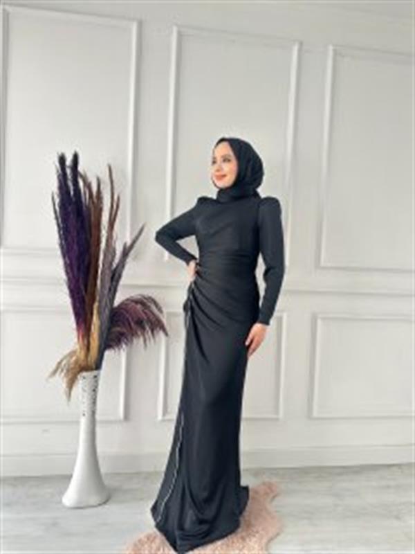 HENNİN YANI ÇİZGİ TAŞ ABİYE 4749 Siyah