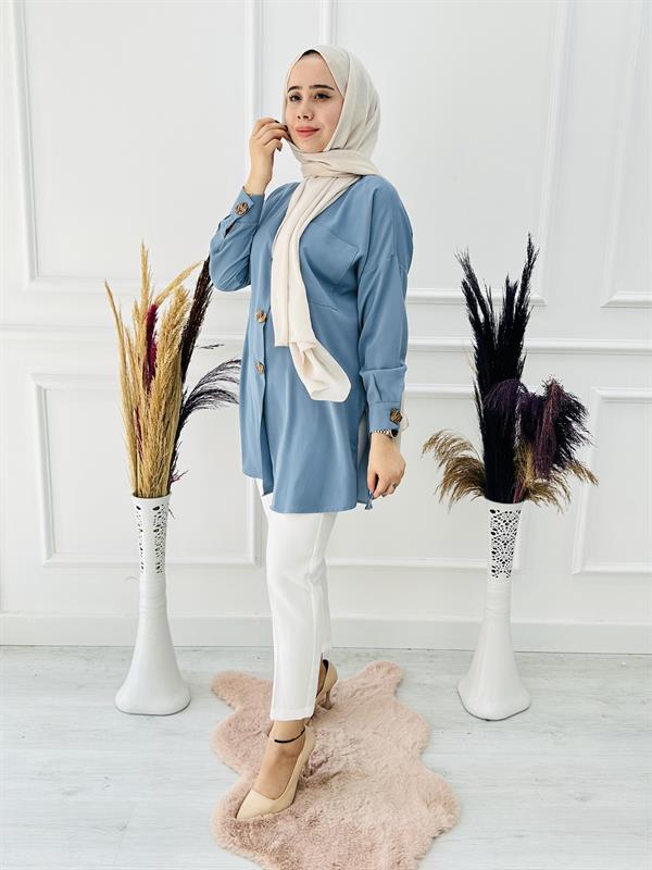 Kemerli Kumaş Pantolon 5000 Ekru