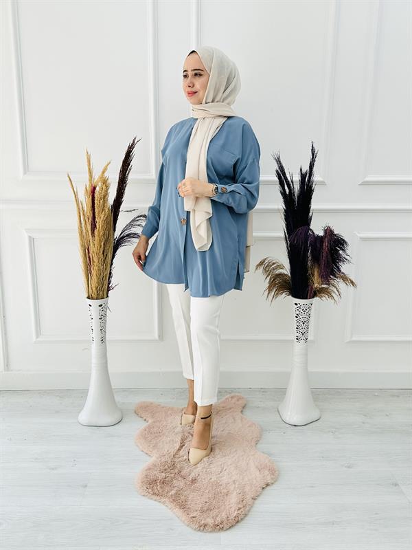 Kemerli Kumaş Pantolon 5000 Ekru