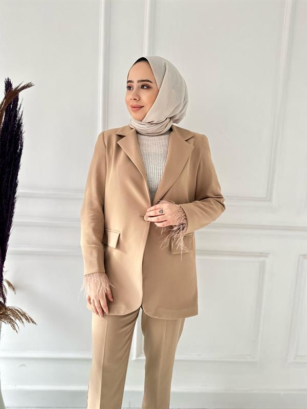 Kol Tüy Detay Takım 6134 Taba