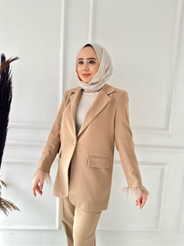 Kol Tüy Detay Takım 6134 Taba