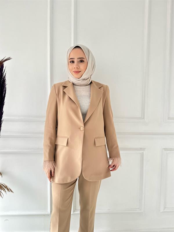 Kol Tüy Detay Takım 6134 Taba
