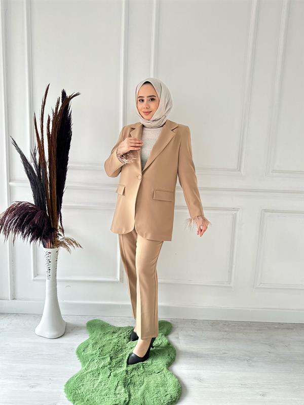 Kol Tüy Detay Takım 6134 Taba