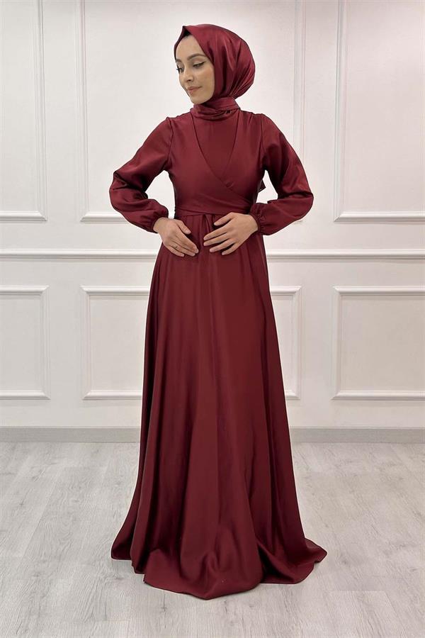 V Yaka Saten Abiye 3090 Bordo