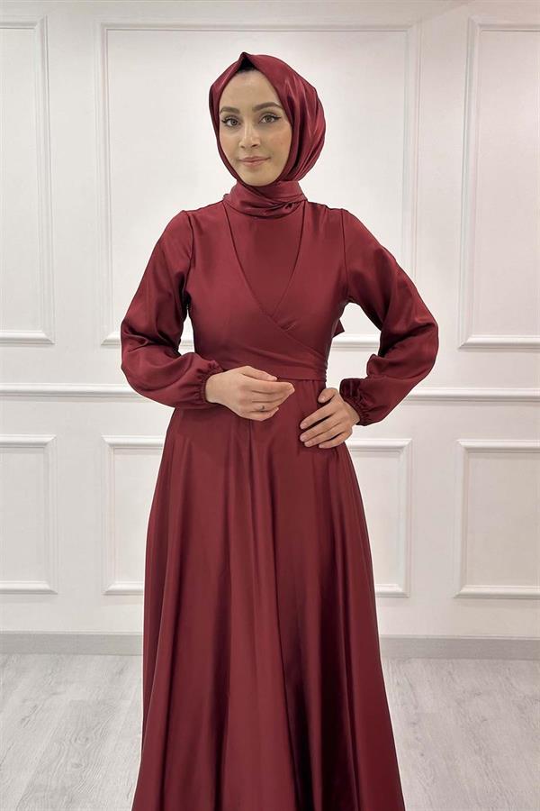 V Yaka Saten Abiye 3090 Bordo