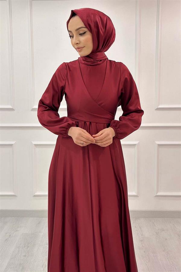 V Yaka Saten Abiye 3090 Bordo