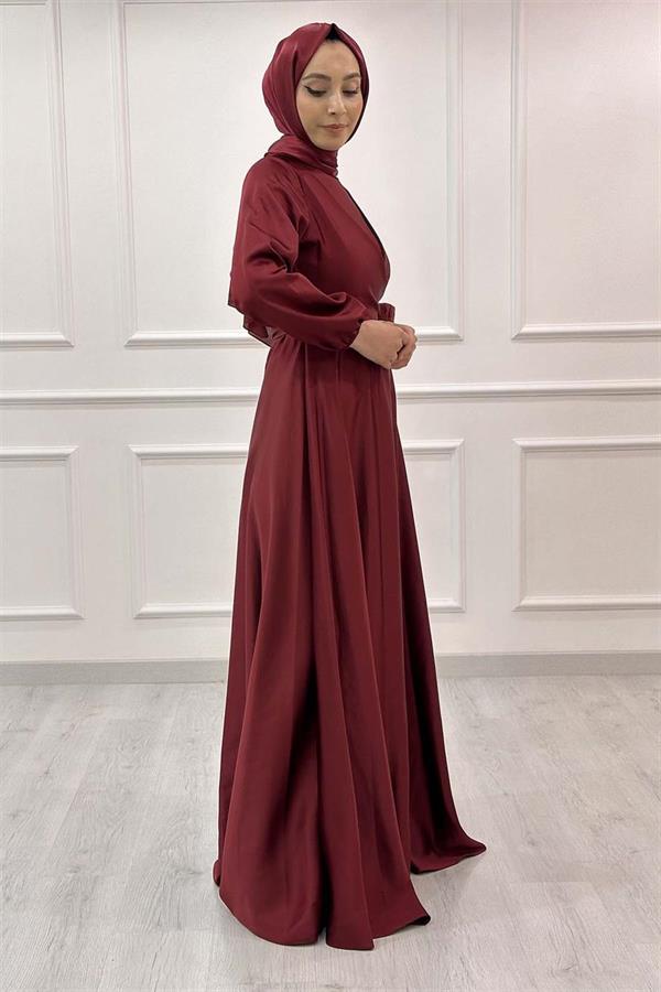 V Yaka Saten Abiye 3090 Bordo