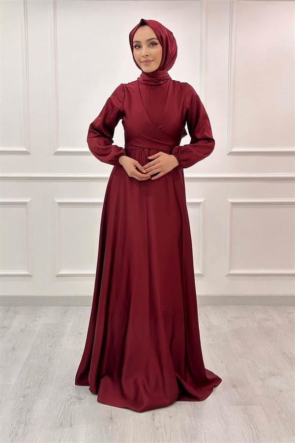 V Yaka Saten Abiye 3090 Bordo