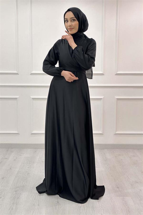 V Yaka Saten Abiye 3090 Siyah