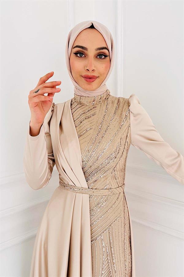 ÖNÜ DETAY SİMLİ ABİYE 2431 Taş