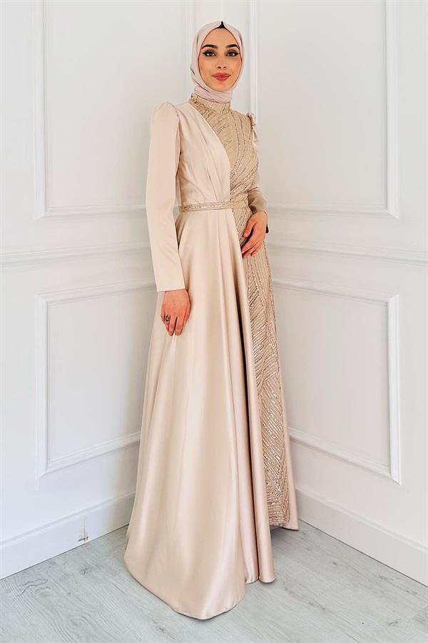 ÖNÜ DETAY SİMLİ ABİYE 2431 Taş