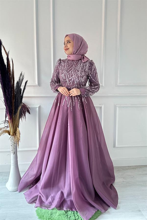 taşlı şehrazat abiye Y 2450 Lila