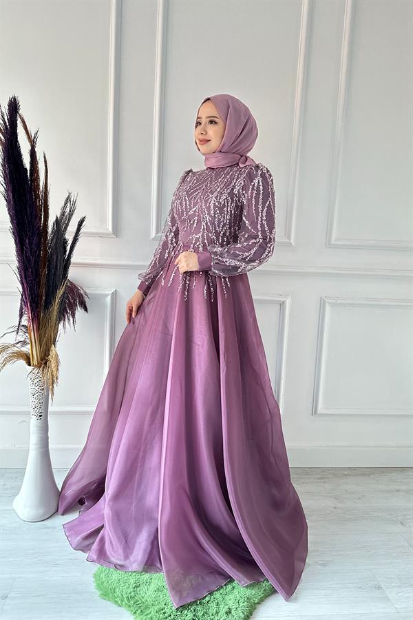 taşlı şehrazat abiye Y 2450 Lila